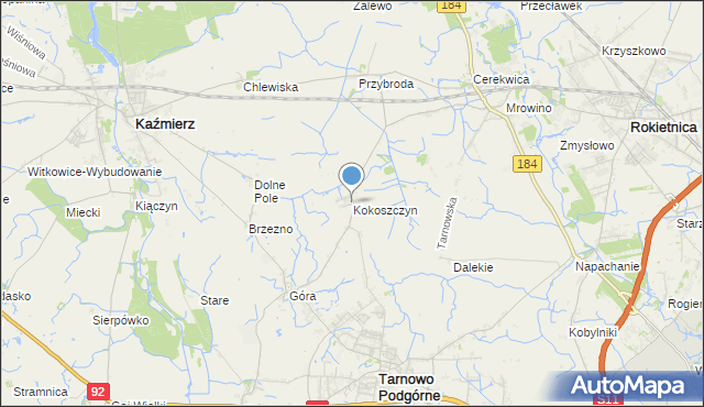 mapa Kokoszczyn, Kokoszczyn gmina Tarnowo Podgórne na mapie Targeo
